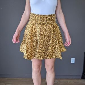 Yellow print circle skater skirt